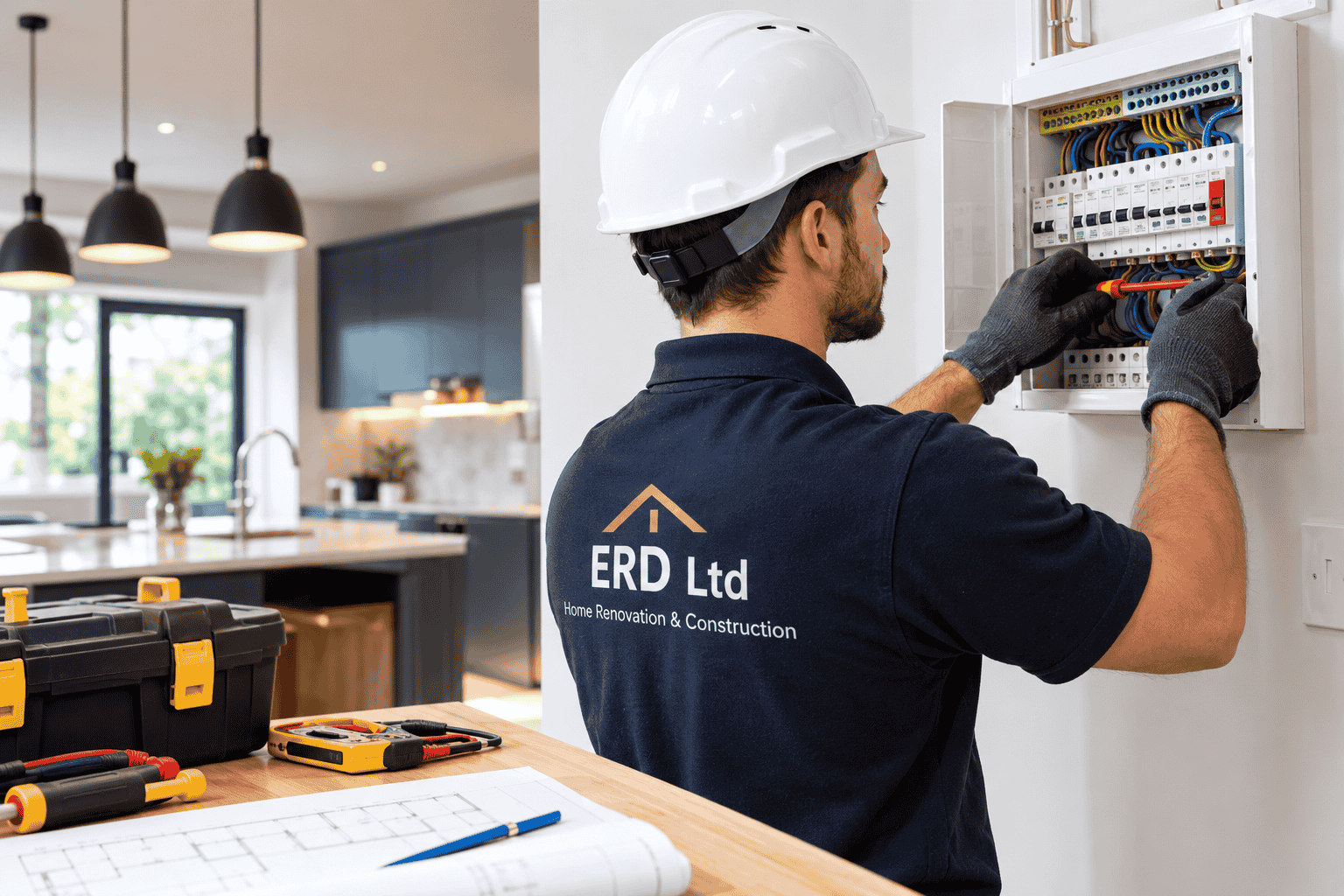 EV charging cable route from the home electrical supply to the charger