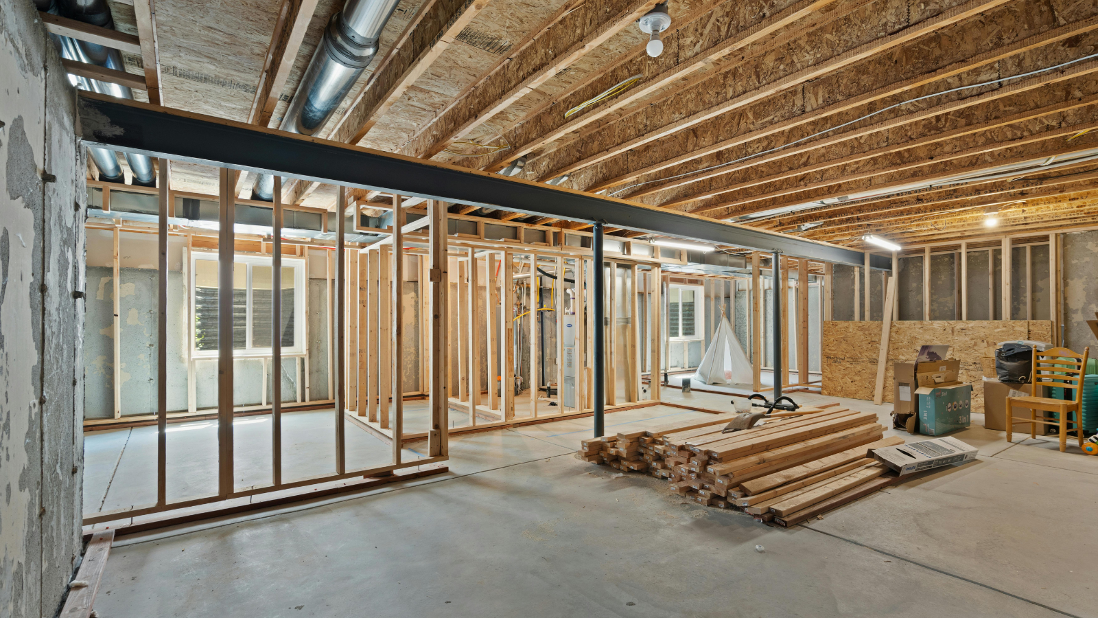Residential construction work and building preparations in West London